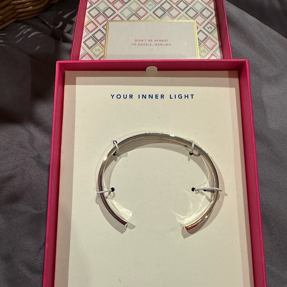 New in Box Vera Bradley Silver and Crystal Cuff “Your Inner Light” Bracelet
